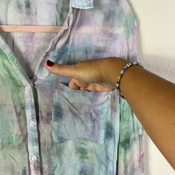 Bella Dahl Tie-dye High/low Button Down Shirt In Etheral Pastel size Small - Picture 7 of 13